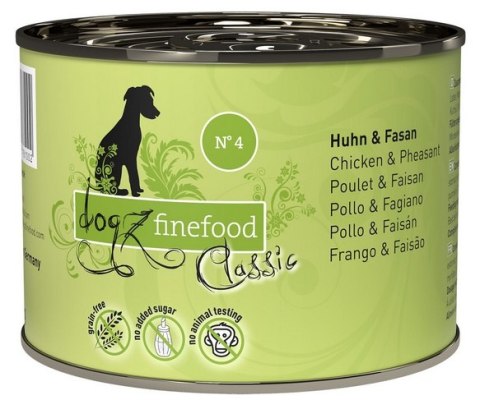 Dogz Finefood Classic N.04 Kurczak i bażant puszka 200g