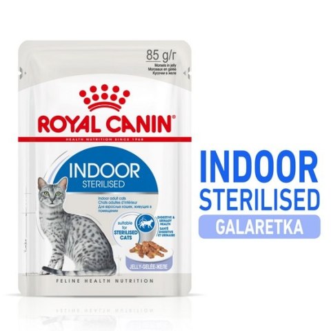 Royal Canin Indoor Sterilised Jelly karma mokra dla kotów dorosłych sterylizowanych, przebywających w domu saszetka 85g