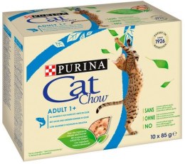 Purina Cat Chow Łosoś i zielona fasolka saszetki 10x85g