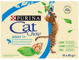 Purina Cat Chow Łosoś i zielona fasolka saszetki 10x85g