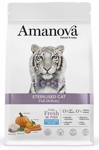 Amanova Cat Sterilised Fish Delicacy - biała ryba 4kg