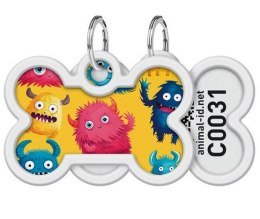 Collar WauDog Smart ID Zawieszka z QR-paszportem kość 4x3cm futrzane potwory