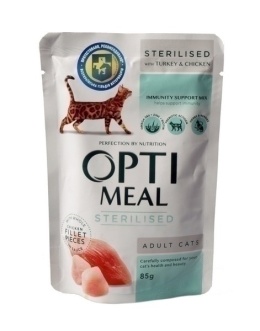OPTIMEAL ADULT STERILISED INDYK KURA saszetka 85g