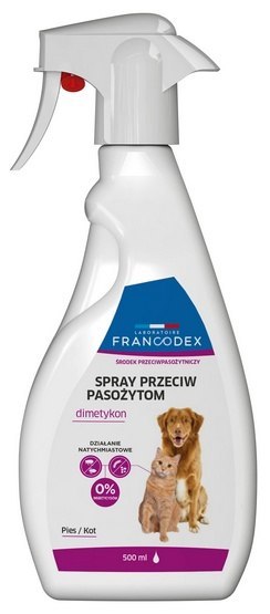 Francodex Spray przeciwpasożytniczy z dimetykonem dla psów i kotów 500ml